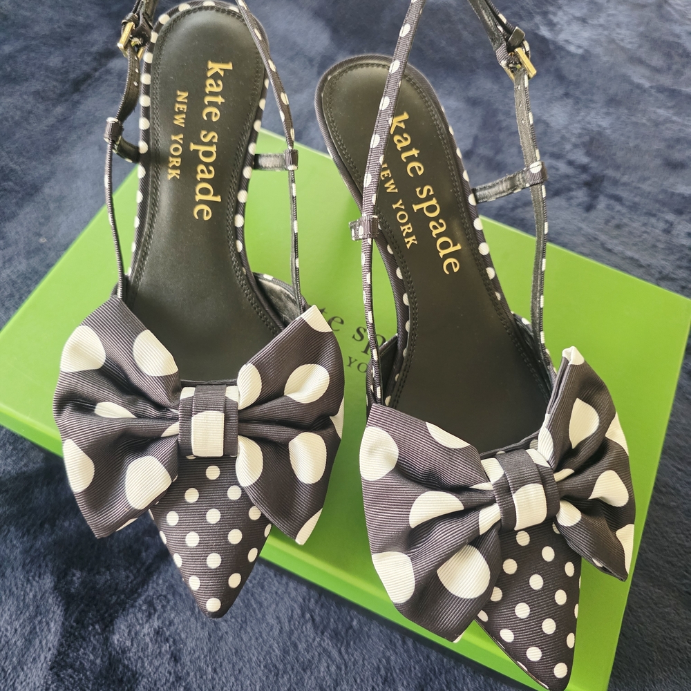 Kate Spade Black and White Polka Dot Heels with Bow